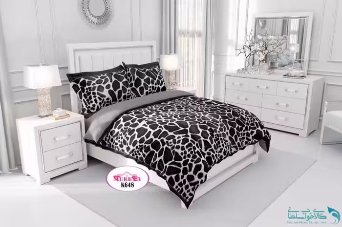 روتختی طرح سنگ سفید مشکی دونفره برند Turkev کد K648