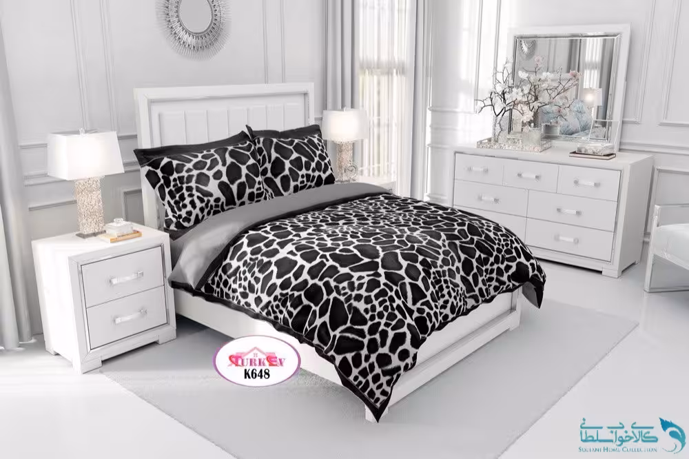 روتختی طرح سنگ سفید مشکی دونفره برند Turkev کد K648