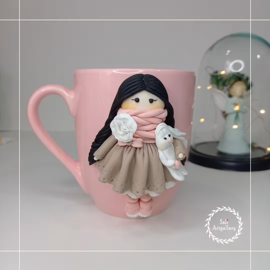 ماگ سرامیکی با عروسک روسی پلیمری