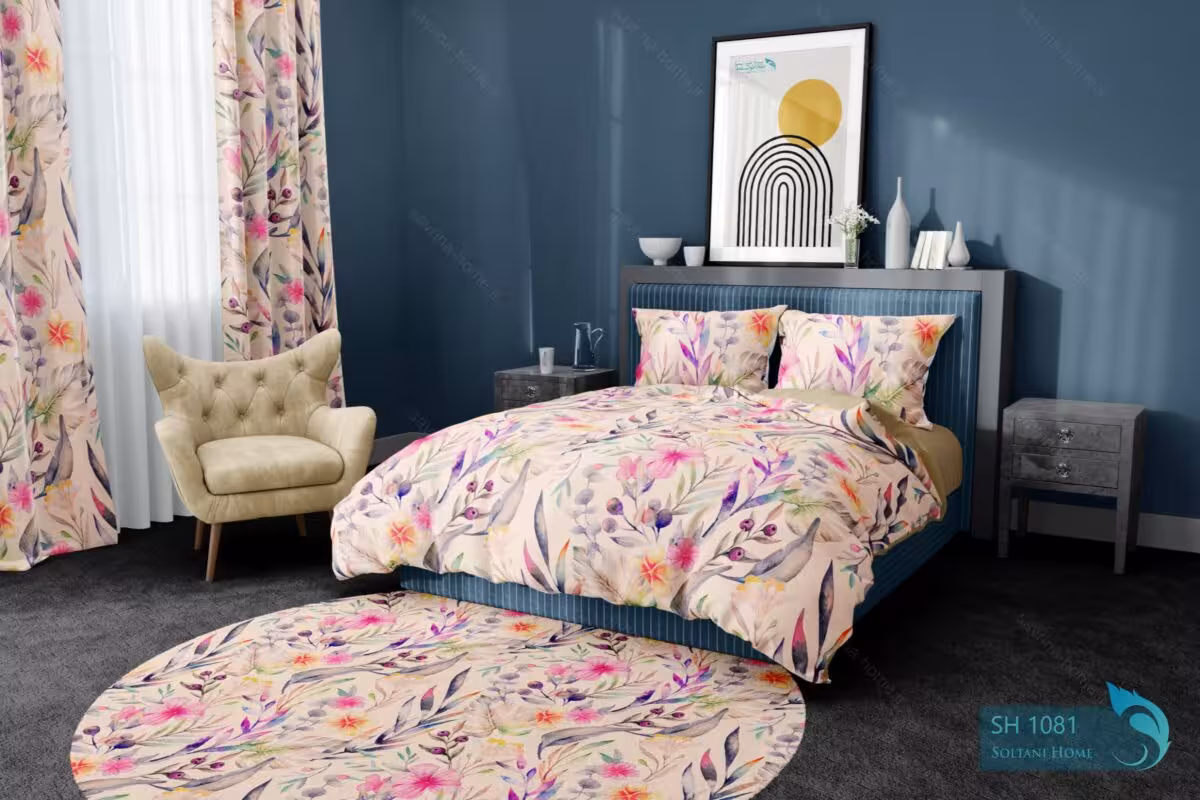 ست روتختی طرح گلدار صورتی دونفره کد SH1081