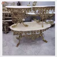 سرویس جلو مبلی برنزی تاج دار با پایه ها طرح ماهی و صفحه سنگ مرمر درجه یک