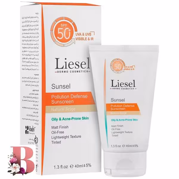 کرم ضد آفتاب رنگی لایسل با SPF 50 مناسب پوست چرب و مستعد آکنه حجم 40 میلی لیتر | Liesel Sunsel SPF 50 Tinted Sun Screen for Oily Skin 40 ml
