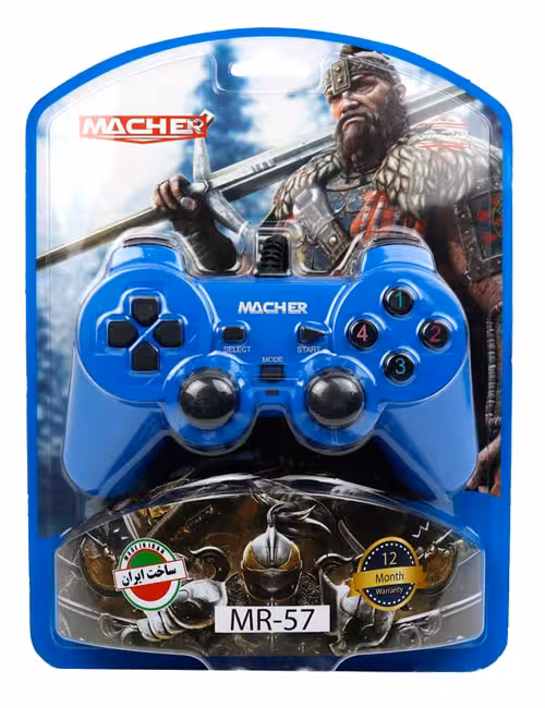 دسته بازی سیمی شوک‌دار Macher مدل MR-57 آبی