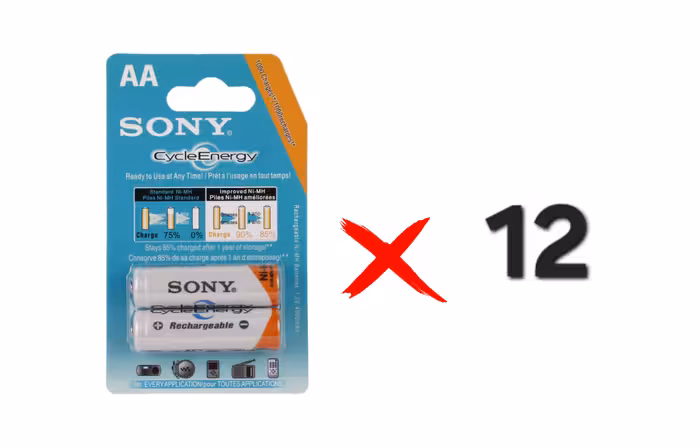 باتری دوتایی قلمی شارژی Sony Cycle Energy Ni-MH AA 4600mAh (سبد 12 عددی)