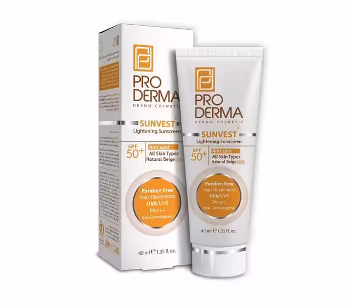 کرم ضد آفتاب و ضد لک پرودرما مدل SPF50 بژ طبیعی حجم 40 میلی لیتر