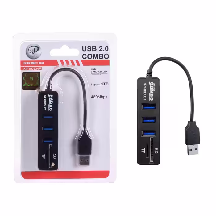 هاب 3 پورت USB2.0 و کارت خوان XP Product مدل XP-HC834M – مشکی