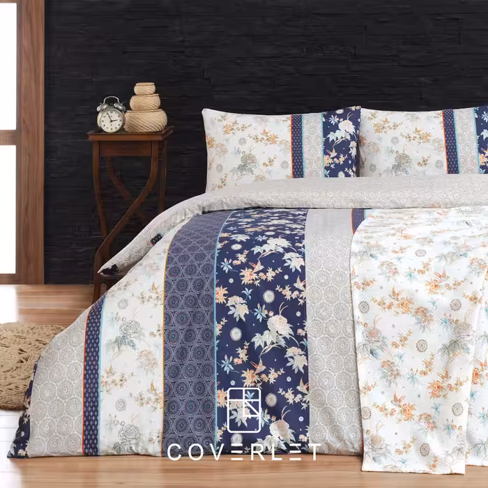 روتختی سرمه‌ای کاوری دونفره مدل Paulita