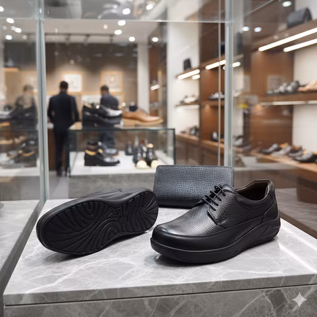 کفش روزمره مردانه چرم طبیعی کد TB034BK رنگی مشکی