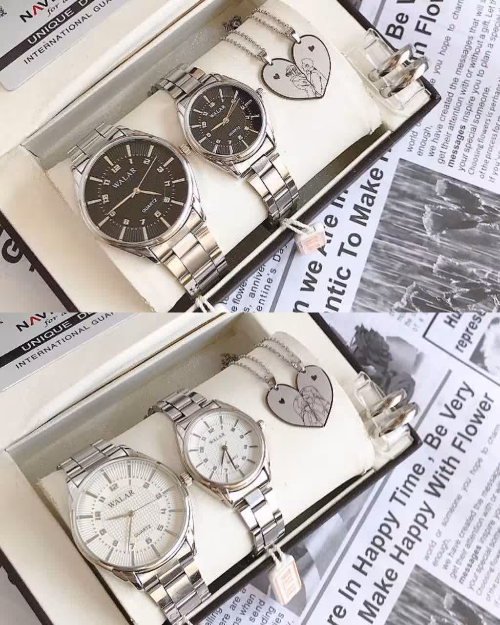 ست ساعت زنانه و مردانه و گردنبند عشق و حلقه ست سیلور