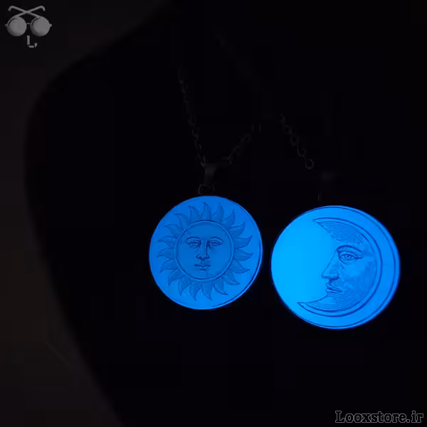 گردنبند ست شب تاب ماه و خورشید صورت دار