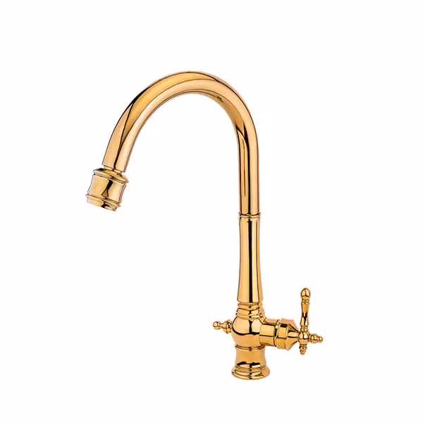 شیر اهرمی ظرفشوئی شلنگدار نگین طلایی براق قهرمان