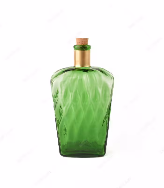 بطری آبگینه گردن برنجی مدل سارنگ سبزرنگ- کد 008
