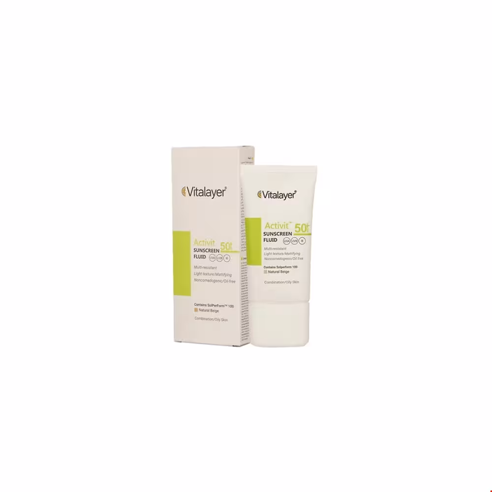 فلوئید ضد آفتاب SPF50 پوست چرب اکتی ویت ویتالیر 50 میلی لیتری