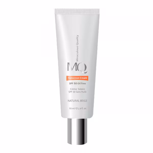 کرم ضد آفتاب SPF 50 فاقد چربی مدل بژ طبیعی NATURAL BEIGE ام کیو 55 میلی لیتر | MQ SPF 50 Oil Free Invisible NATURAL BEIGE Sunscreen Cream 55 ml