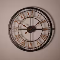 ساعت دیواری مدل یونانی — ترکیب فلز و چوب   اعداد و عقربه‌های چوبی   موتور بی‌صدا