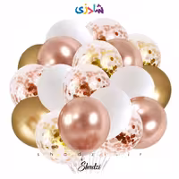 پک 20عددی بادکنک رزگلد طلایی پولکی