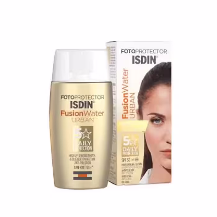 کرم ضد آفتاب بی رنگ ایزدین SPF30 مدل Fusion Water Urban مناسب انوع پوست حجم 50 میلی لیتر