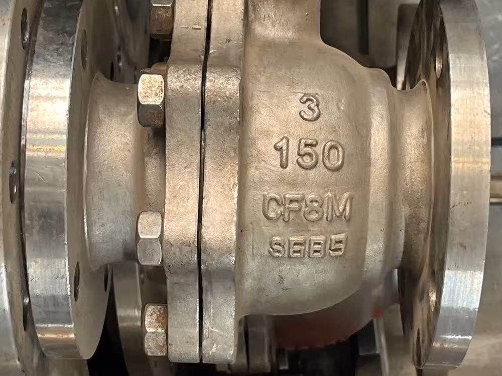 شیر توپی 3 اینچ  دو تیکه ریس فیس کلاس 150 SEAT CF8M STEM CF8M  BALL CF8M  BODY CF8M/S689