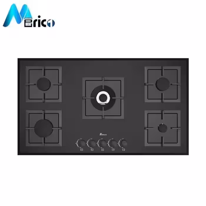 گاز رومیزی بیمکث کد 0039 پنج شعله شیشه مشکی