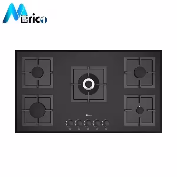 گاز رومیزی بیمکث کد 0039 پنج شعله شیشه مشکی