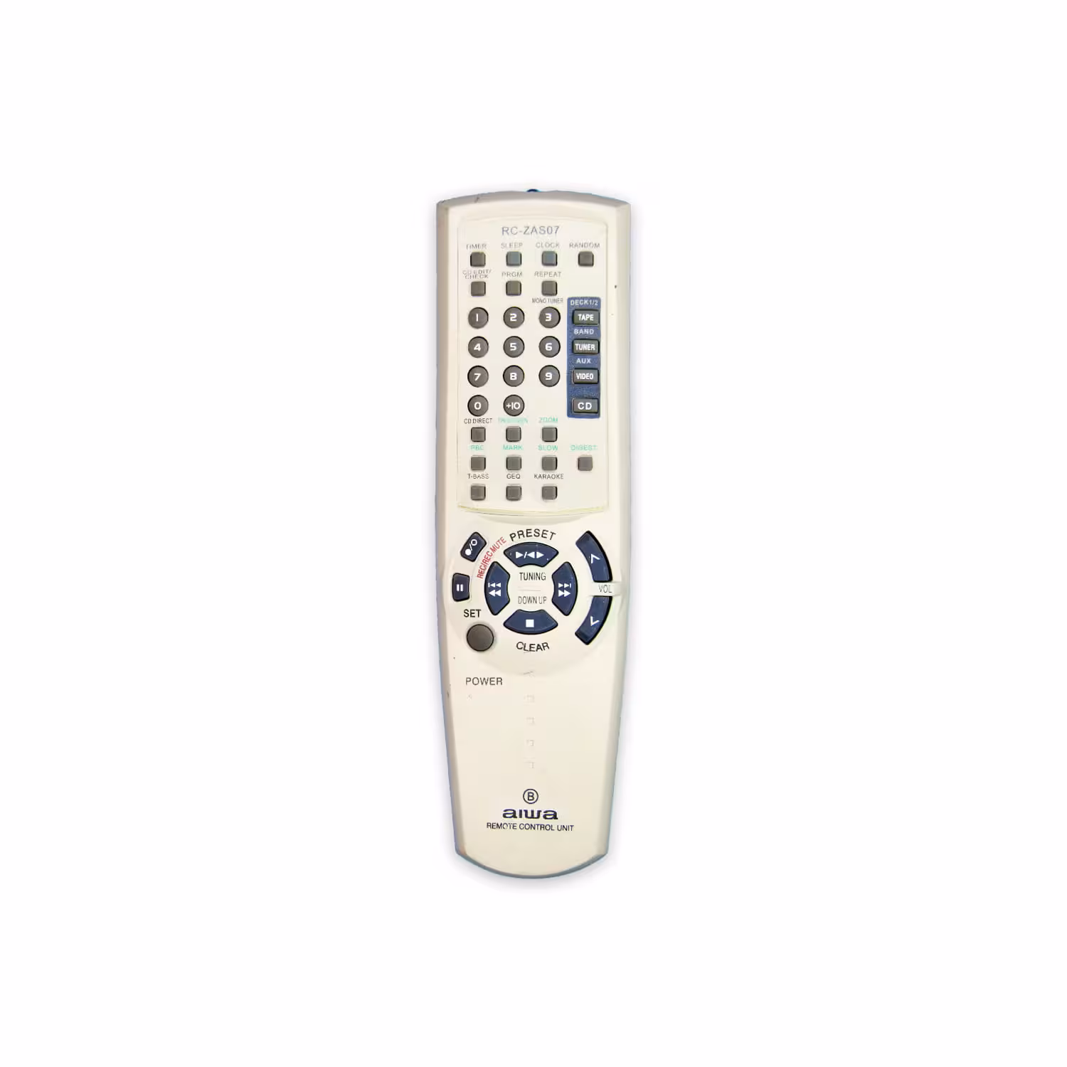 کنترل وی سی دی VCD آیوا AIWA مدل RC-ZAS07