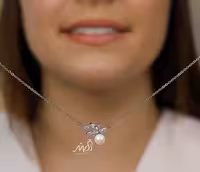 💍گردنبند جواهری نگین ماركيز و مروارید(G_3024)