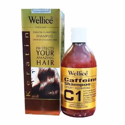 شامپو کراتین مو ویلایس Wellice مدل تقویت کننده و ترمیم کننده 550 میلی لیتر