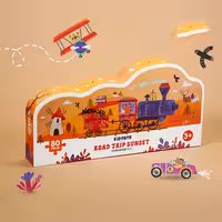پازل کودک 80 تکه مدل قطار KID FANS ROAD TRIP SUNSET  کد KS2446