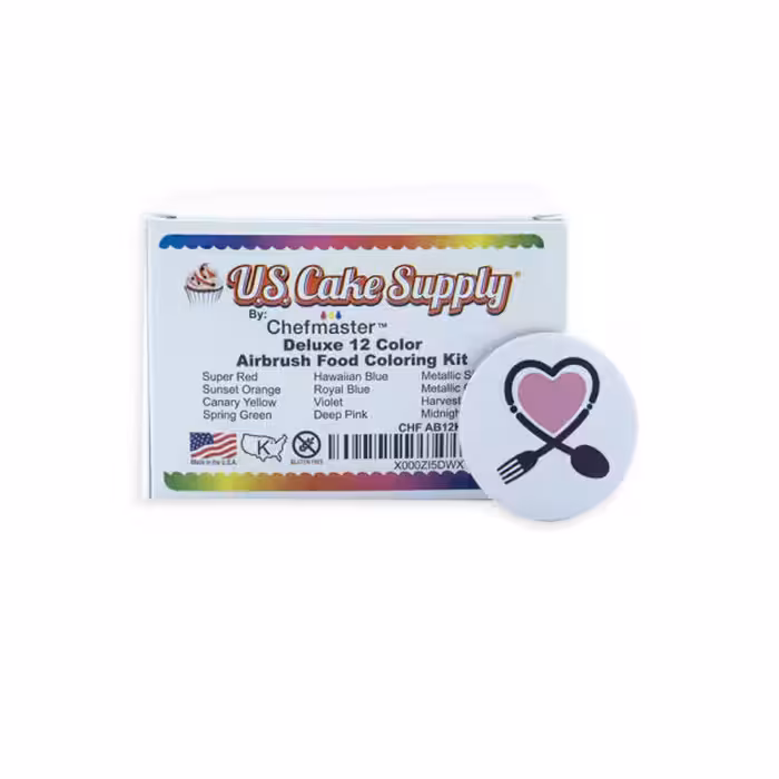 رنگ خوراکی ایربراش دلوکس Chefmaster – ست 12 رنگ اصلی امریکا