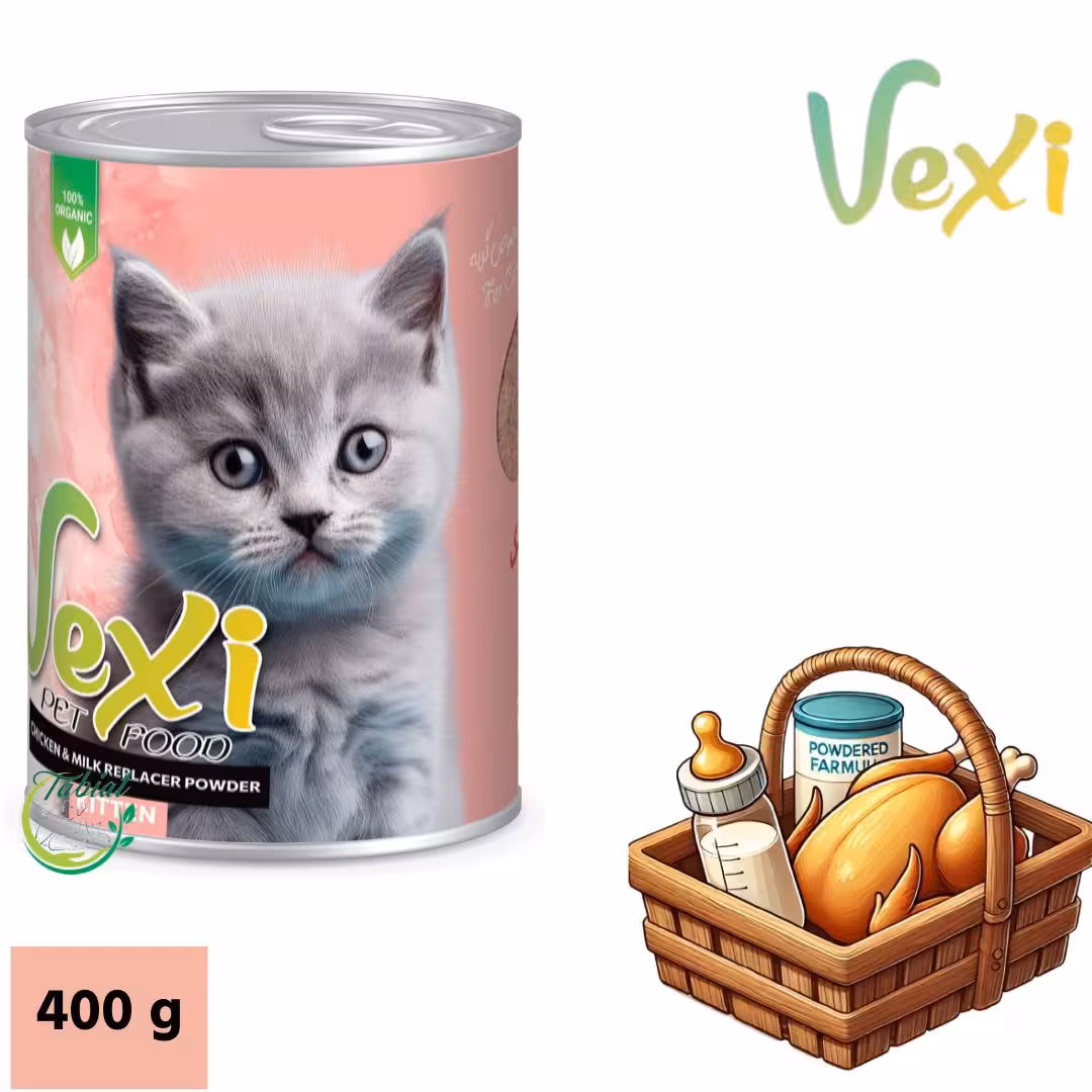 کنسرو بچه گربه وکسی طعم گوشت مرغ و شیرخشک 400 گرم