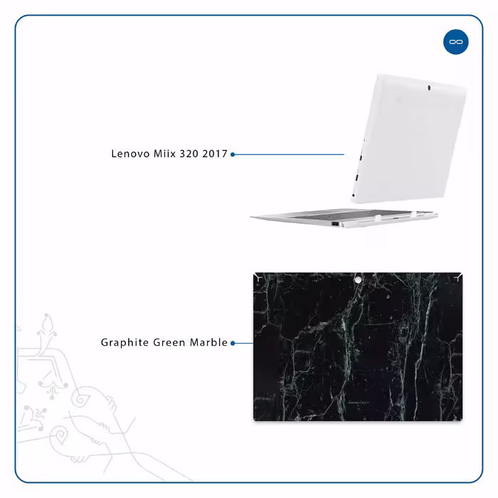 برچسب پوششی ماهوت مدل Graphite-Green-Marble مناسب برای تبلت لنوو Miix 320 2017