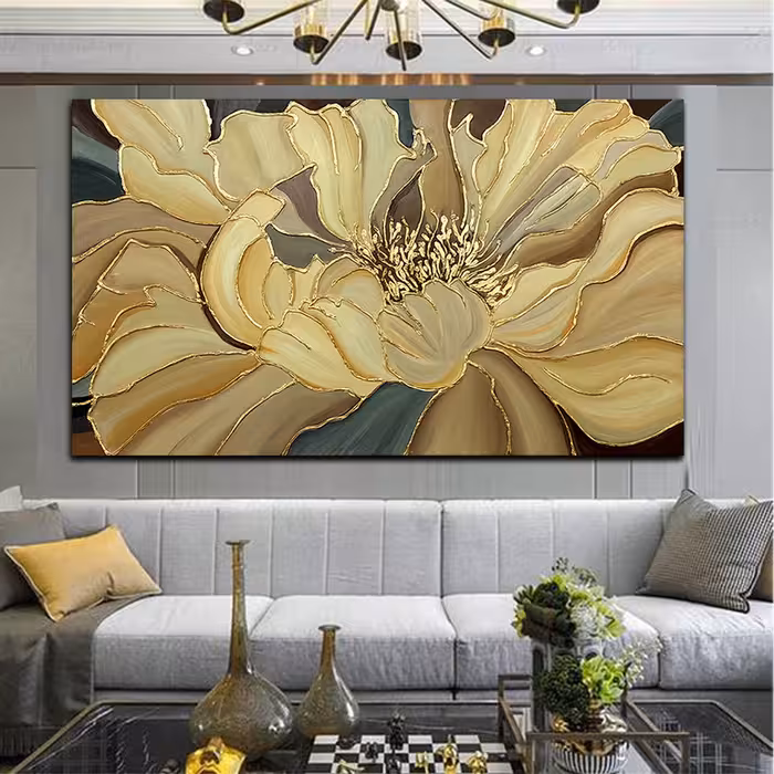 تابلو نقاشی ورق طلا طرح گل عروس نقش برجسته کد 290