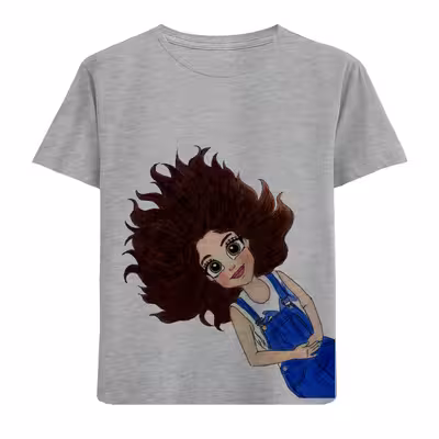 تی شرت آستین کوتاه بچگانه مدل دخترموژولیده F795