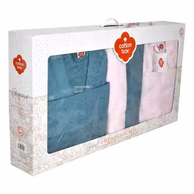 سرویس حوله پالتویی 6 تکه کاتن باکس مدل Aile Seti