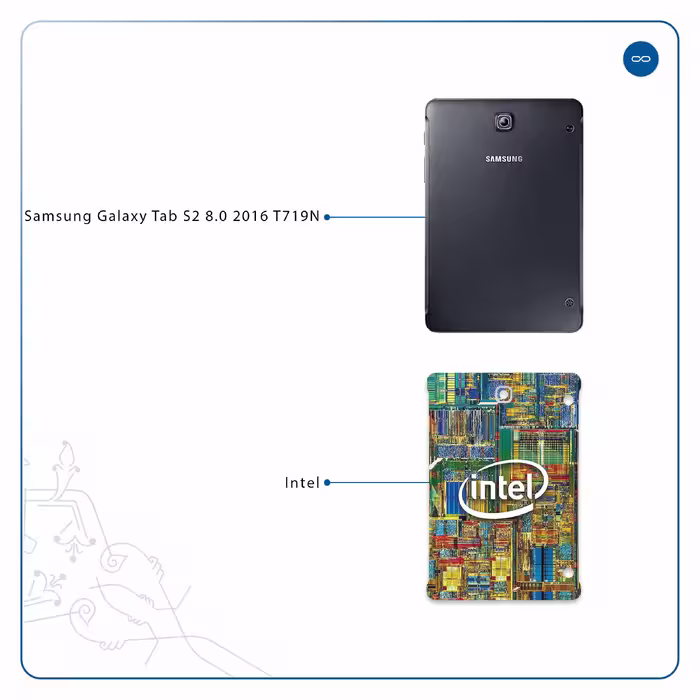 برچسب پوششی ماهوت مدل Intel Brand مناسب برای تبلت سامسونگ Galaxy Tab S2 8.0 2016 T719N