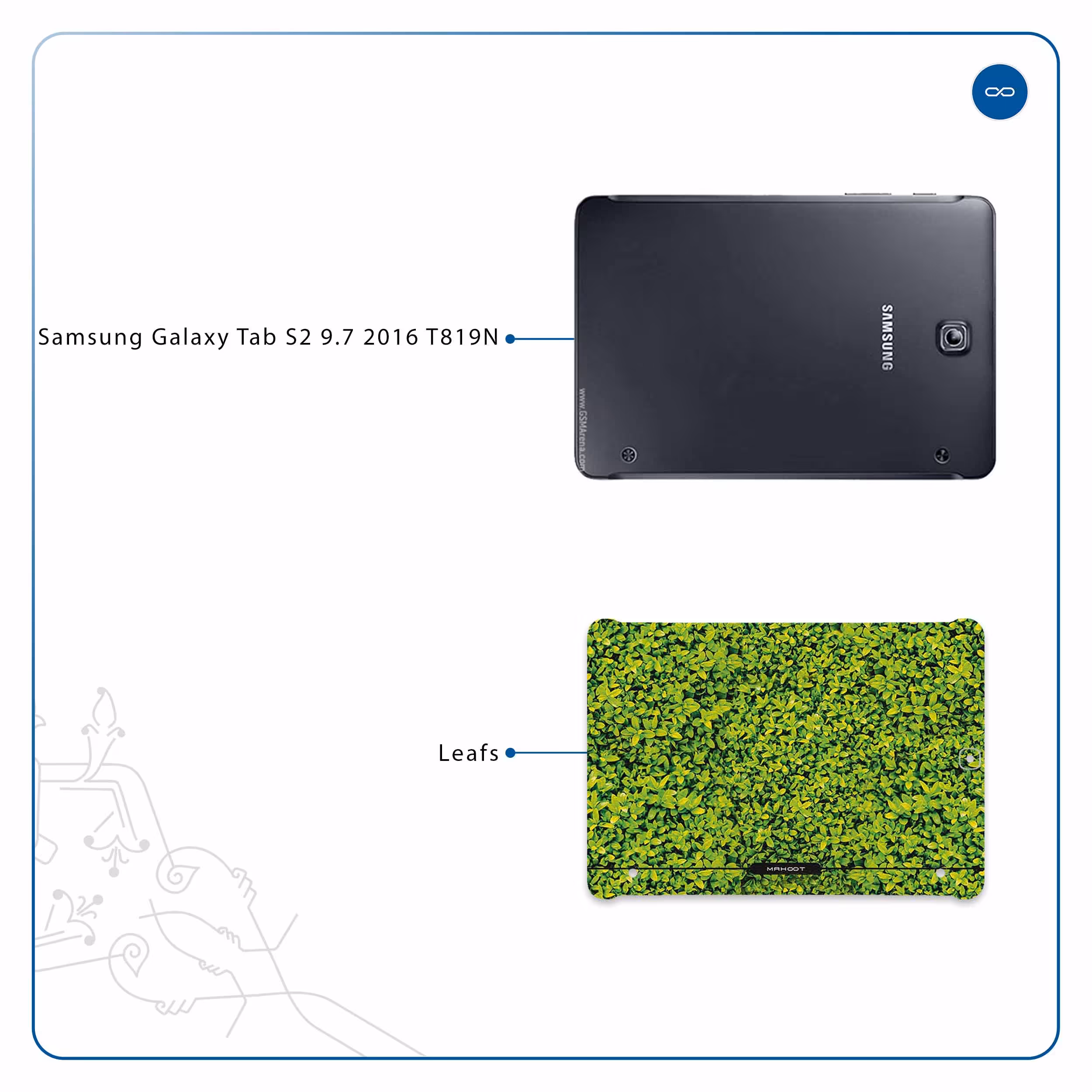 برچسب پوششی ماهوت مدل Leafs مناسب برای تبلت سامسونگ Galaxy Tab S2 9.7 2016 T819N