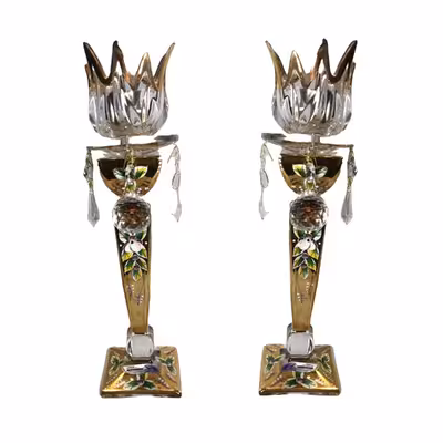 شمعدان بوهمیا مدل لاله بسته دو عددی