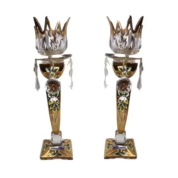 شمعدان بوهمیا مدل لاله بسته دو عددی