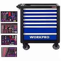 ست کامل ابزار مکانیکی ورک پرو 255 پارچه مدل WP-209037 – جعبه ابزار کشویی حرفه‌ای