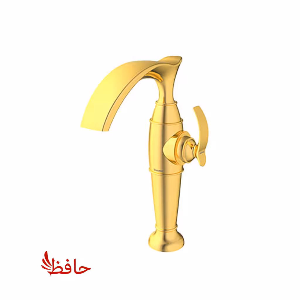 شیر روشویی پایه بلند شودر مدل گلوریس طلایی مات