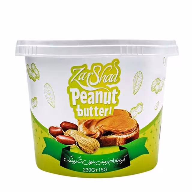 کره بادام زمینی بدون شکر و نمک زرشاد 230 گرمی