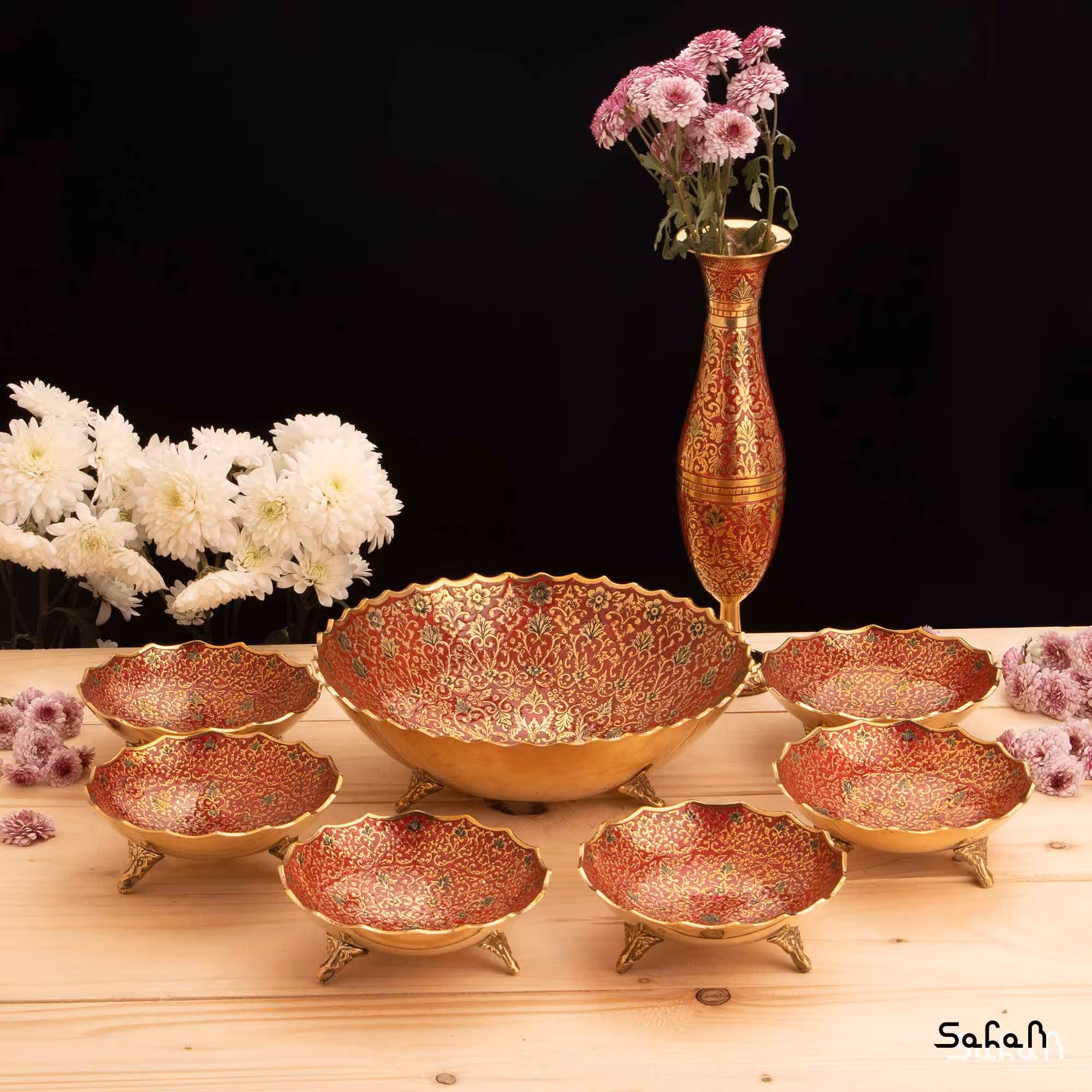 ست پذیرایی برنجی میناکاری کد 115