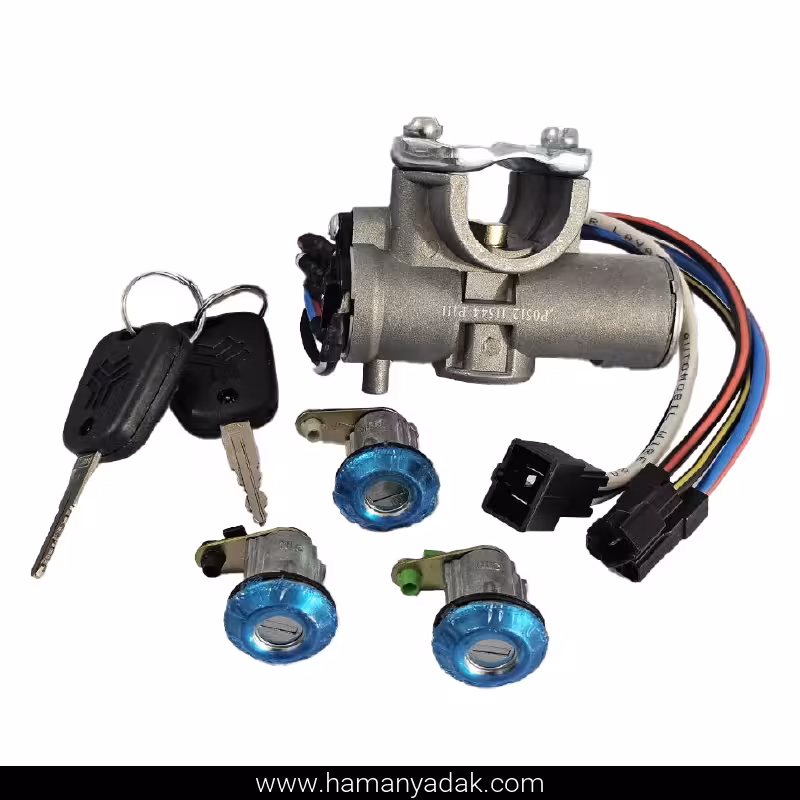 مجموعه کامل قفل و سوئیچ پراید 111 برند نصیر لوازم