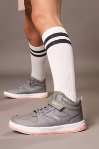 27758 Velcro High Top Gray – Sneaker دخترانه صورتی سالمون، کفش اسپرت گاه به گاه – 1550