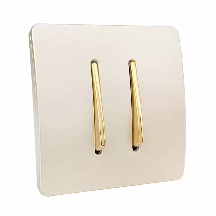 کلید پریز  آسیا الکتریک کلید دو پل مدل کریستال صدفی-طلایی