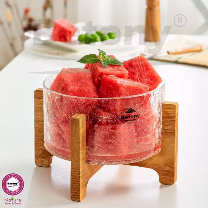 کاسه لوتوس پایه چوبی بتونی (قطر 17)