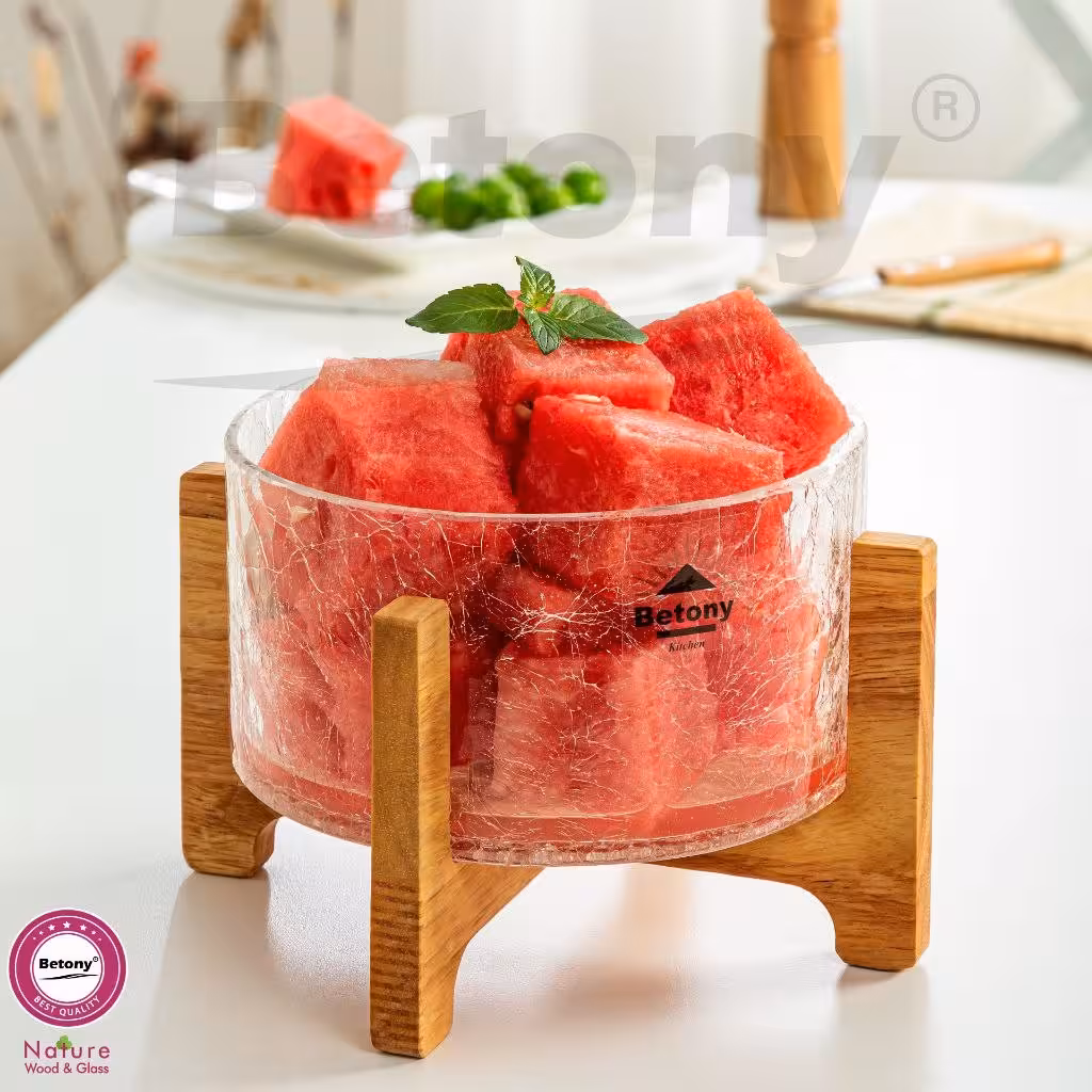 کاسه لوتوس پایه چوبی بتونی (قطر 17)