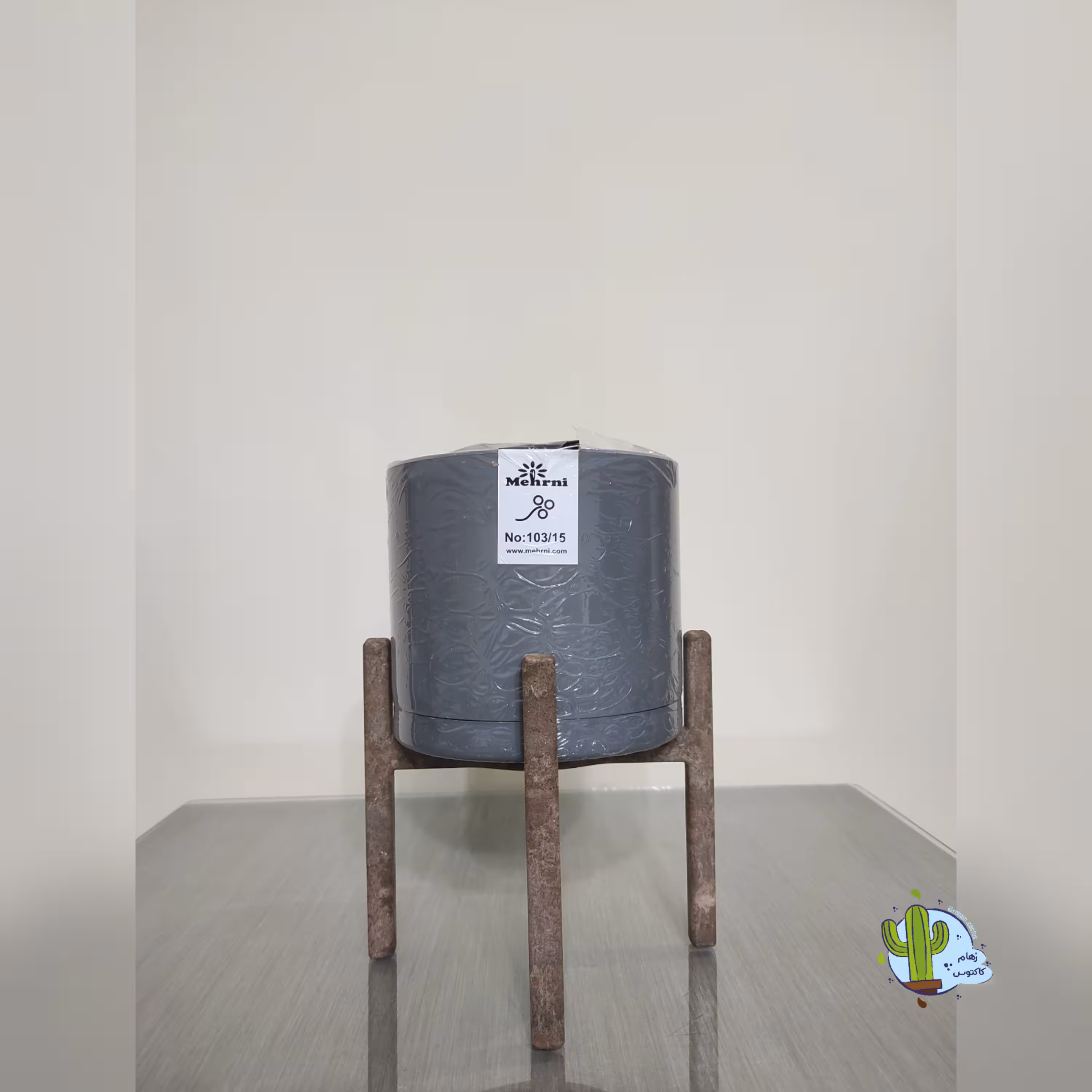 گلدان پلیمری 103 استوانه ای مهرنی سایز 15 سفید گچی