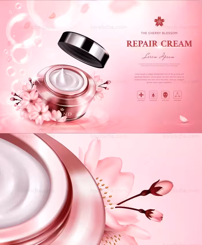 وکتور پوستر تبلیغاتی کرم ترمیم کننده پوست | گرافیک با طعم تربچه