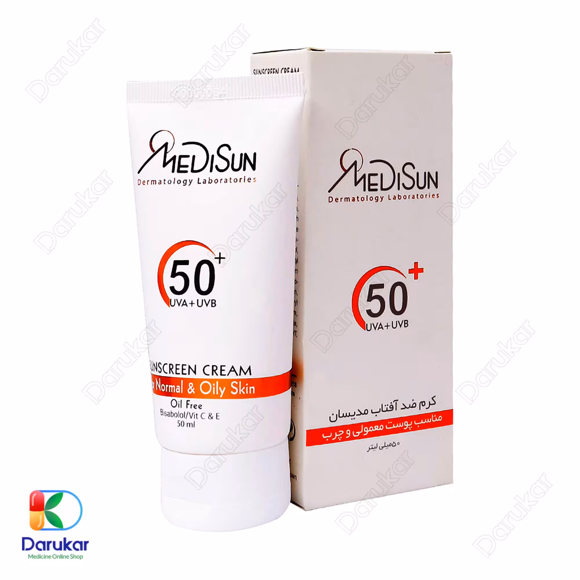 کرم ضد آفتاب پوست معمولی و چرب مدیسان SPF50